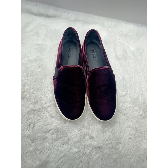 Vince Shoes - Vince Size 7.5 Sneakers Corbin Slip On Shoes Burgundy Velvet Comfort